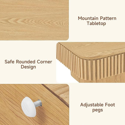 SZTHHDF Lift Top Coffee Table for Living Room,Rectangle Handmade Solid Wood Strips, Fluted Coffee Table with Hidden Storage Compartment Small Space Office Apartment (38.6" L×26.8''W×13.8''H-Natural)