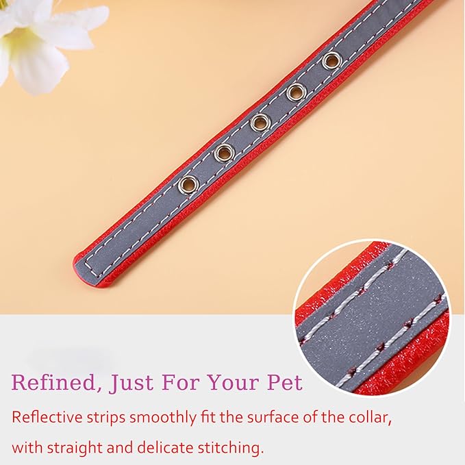 Yonsbox Personalized Reflective Dog & Cat Collar with Silent ID Tag, Custom Engraved Pet Name & Phone Number, Ultra Soft Microfiber, No-Jingle Safety Collar for Small Medium Large Dogs