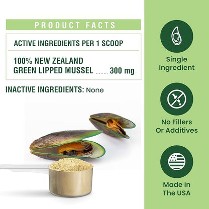 Special Breed Green Lipped Mussel Powder for Dogs & Cats - 100% New Zealand Green Lipped Mussels - Natural Hip & Joint Supplement for Joints, Tendons, Ligaments, Muscles - 200 Grams - 665 Servings