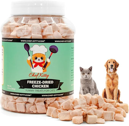 Freeze-Dried Chicken Treats for Cats & Dogs – 100% Human Grade, Single Ingredient, High-Protein, Healthy Snack – No Additives or Preservatives – 3.5oz - Inspected & Tested in USA