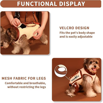 Wakytu Dog Lift Harness Dog Carrier Sling for Small Dogs & Cats,S | stylish puppy sling carrier with handle & pocket,adjustable leash,walking & travel