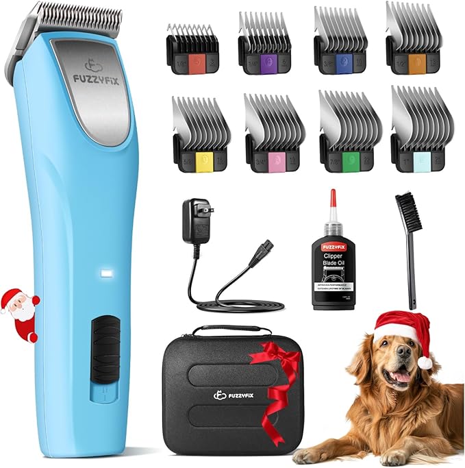 Professional Dog Clippers for Grooming - 2 Speed Pet Grooming Kit for Thick Curly Matted Coats - Low Noise Heavy Duty Cordless Hair Trimmer with Detachable Metal Blade for Animal/Pet/Horse