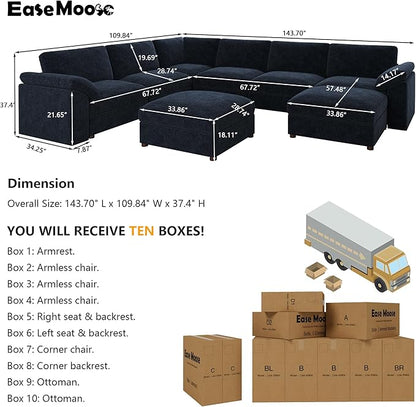 EASE MOOSE Modular Sofa,Oversized U Shape Sectional Modular Sofa,Wide Deep seat Sectional Sofa,FSC Certified Comfortable