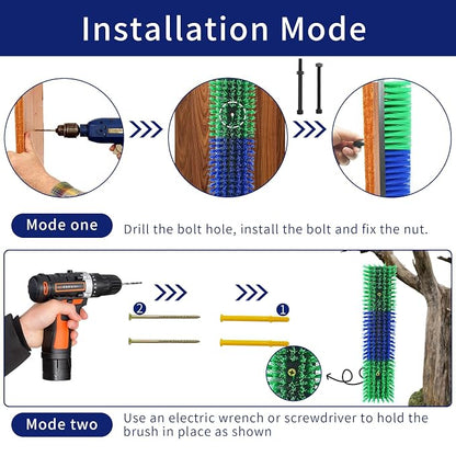 Livestock Scratch Brush With 24 Screws，Animal Back Scratching Brush for Cow,Cattle,Sheep, Horses,Pigs，Massage Grooming Tool(Green, 6pcs)