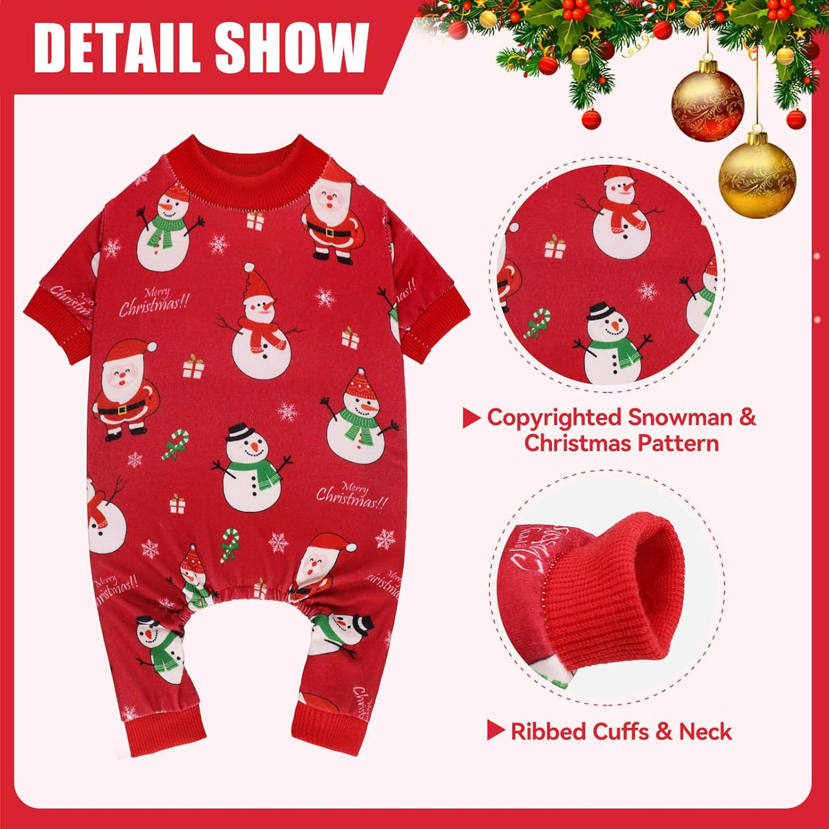 Dog Christmas Pajamas Snowman Clothes Costumes Pet Pjs Stretchy Funny Costumes Pet Outfit Dog Pajamas for Small Dogs Puppy Cat(S)