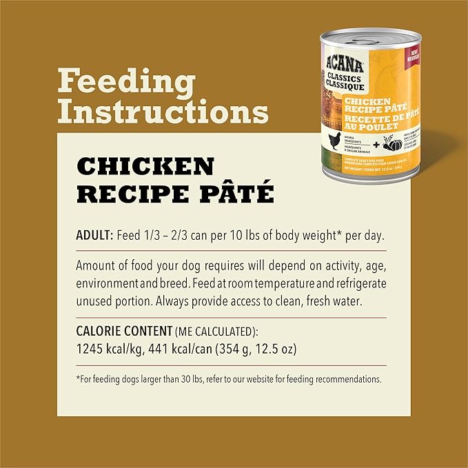 ACANA Classics Pate Wet Dog Food Chicken Recipe 12.5oz Cans (12 Count)