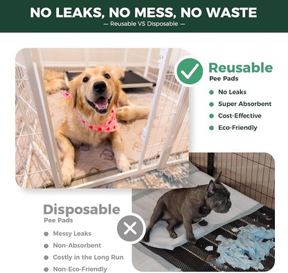 FXW Washable Pee Pads for Dogs, Super Absorbent, 39" Square, 2 Packs | Machine washable, Non-slip backing