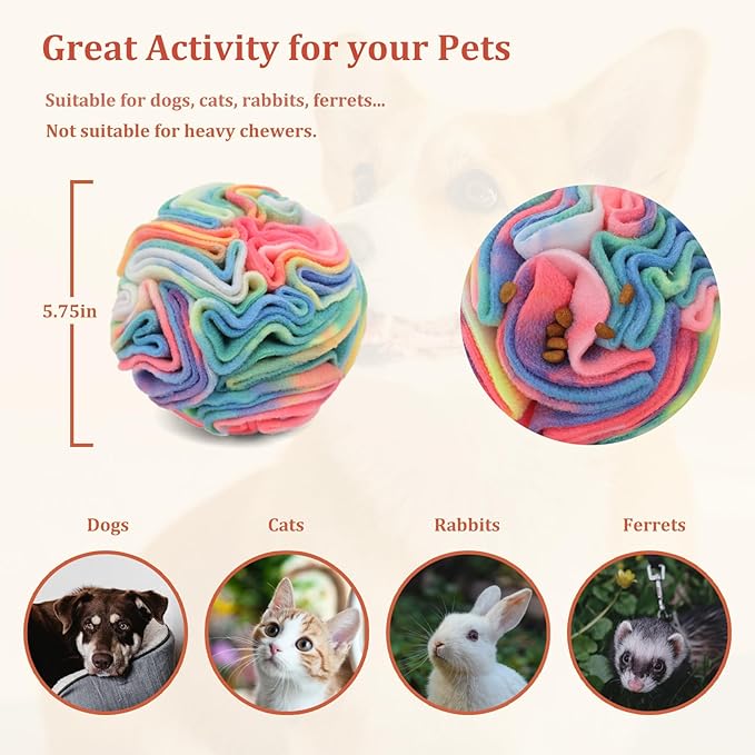Snuffle Ball for Dogs, Puppy Treat Toy, Interactive Foraging Puzzle Ball Toy, Enrichment Toys for Large Dogs, Sniffle Interactive Treat Balls