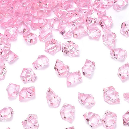 DomeStar Pink Fake Ice, 150PCS Acrylic Fake Diamonds, Plastic Crystals Gems, Vase Fillers DIY Craft Makeup Brush Rocks Wedding Party Table Centerpieces Scatter Decorations