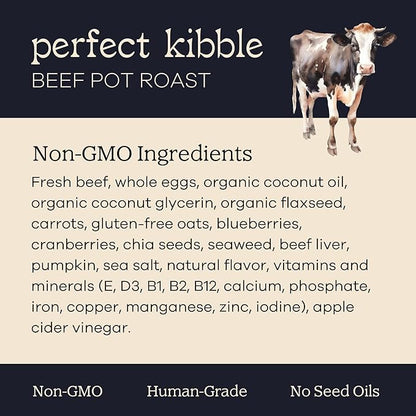 Yumwoof Perfect Kibble Non-GMO Air Dried Dog Food | Improves Allergies & Digestion with Organic Coconut Oil, MCTs & Antioxidants | Vet-Approved Soft Dry Diet | Made in USA (Beef 3.5lbs)