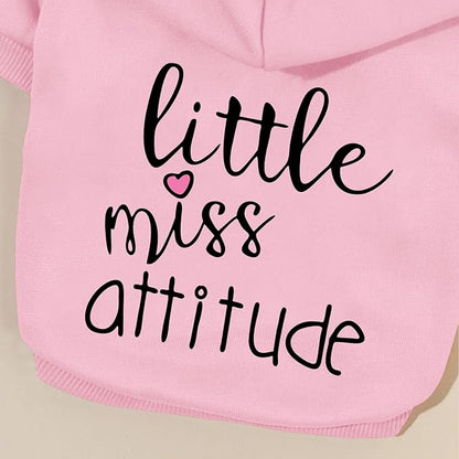 Cat Hoodies for Cats Puppy Pet Clothes Cat Apparel Little Miss Attitude Print Dog Hoodie for Small Medium Dogs Outfits for Kittens(Pink,S)