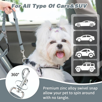 BWOGUE Pet Dog Cat Seat Belt Reflective Car Dog Headrest Restraint Leash Elastic Buffer Bungee Adjustable Tangle-Free Safety Leads Vehicle Seatbelt Harness for Small, Medium and Large Dogs (1 Pack)