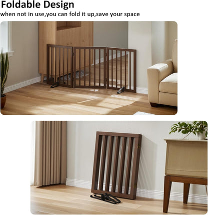 Dog Gate for Stairs,Foldable Dog Gate for Indoor Doorways House,Freestanding Pet Gates for Dogs,Doogie Puppy Fence Gate
