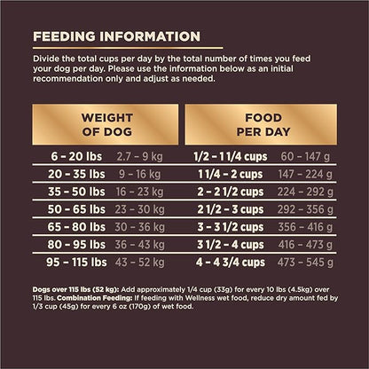 Wellness CORE+ Dry Dog Food with Wholesome Grains, Natural Ingredients, Made in USA with Real Freeze-Dried Meat (Adult, Turkey, 4 lbs) (Pack of 2)
