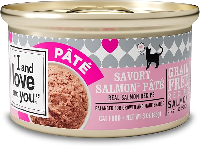 I and love and you Wet Cat Food - Savory Salmon Pâté - Salmon Recipe, Grain Free, Filler Free, 3oz Pack of 24 Cans