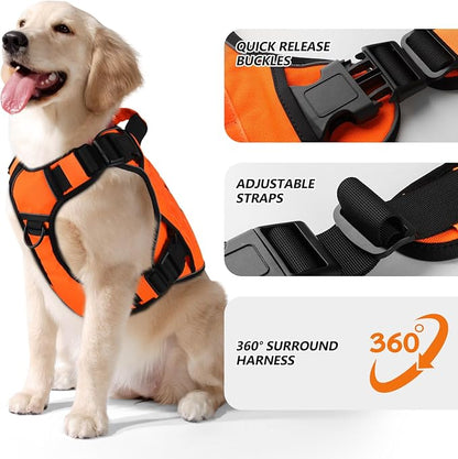 WINGOIN Orange Tactical Dog Harness for Small Dogs,No Pull Dog Harness | Heavy Duty with Handle,Adjustable Reflective,Military K9 Body Pet Vest,for French Bull Pugdog,for Walking Training Running