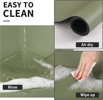 HotLive Dog Food Mat - Absorbent Cat Mat for Food and Water, No Stains Pet Feeding Bowl Mat, Easy to Clean Pet Placemats, Quick Dry Dog Water Dispenser Mat for Messy Drinkers | Paw Green 18"x 28"