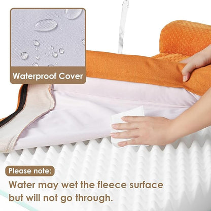 EHEYCIGA Orthopedic Dog Bed Medium Size, Memory Foam Dog Bed, Pumpkin | Small Dog Sofa with Washable Removable Cover, Waterproof Pet Couch for Crate with Nonskid Bottom, 30x20x6
