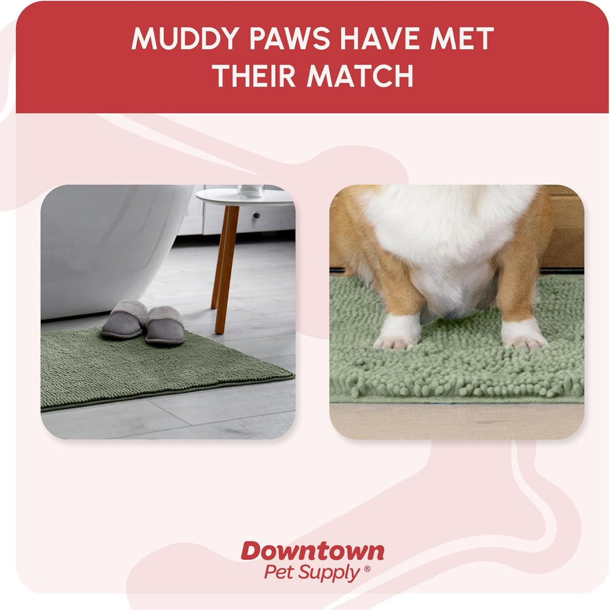 My Doggy Place Microfiber Dog Mat for Muddy Paws, 31" x 20" Sage - Absorbent and Quick-Drying Dog Paw Cleaning Mat, Washer and Dryer Safe - Non-Slip Rubber Backed Dog Floor Mat, Medium