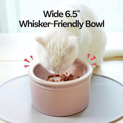 Hello Bowl Elevated Ceramic Cat Bowl with Stand, Raised Whisker-Friendly Feeding Bowl for Cats & Small Dogs, Patented Design, Made in Korea (Gray, Square Only/Dry)