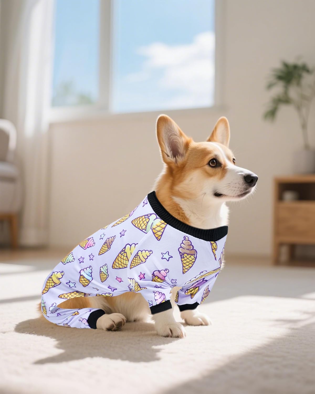 PET SHOW 4 Pack Dog Pajamas for Small Medium Dogs Girl Boy Watermelon Soft Stretchy PJs Whale Ice Cream Jumpsuit Dog Floral Onesies Outfits with Sleeve Pets Breathable Summer Clothes Costume XL