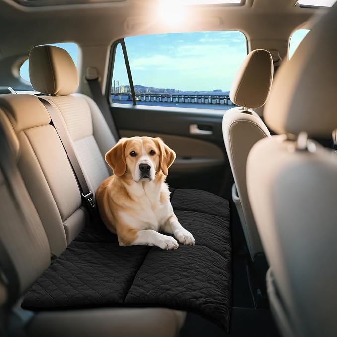 Car Backseat Dog Mat, Comfortable Non-Slip Cushion Suitable for Travel Dog Bed and Pet Home Sofa Blanket, Custom Mat for Car Backseat Extender and Seat Cover (Black 51.2 x 23.6in)