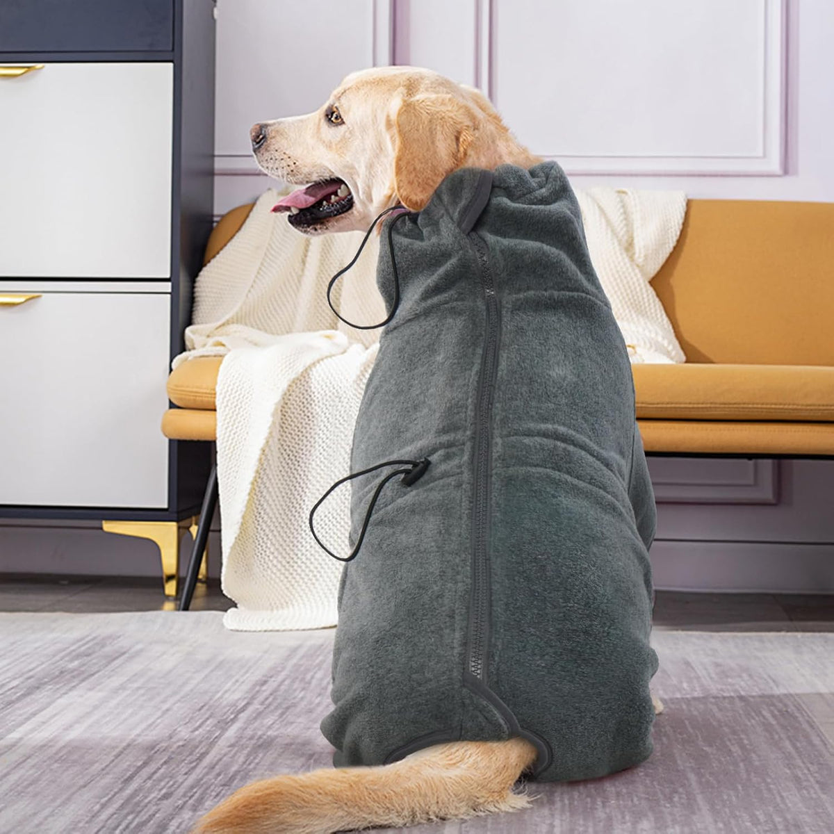 ROZKITCH Doberman Sweater, Pet Windproof Warm Cold Weather Jacket Vest Cozy Jumpsuit Apparel Outfit Clothes for Small Dog Walking Hiking Sleep Grey2XS