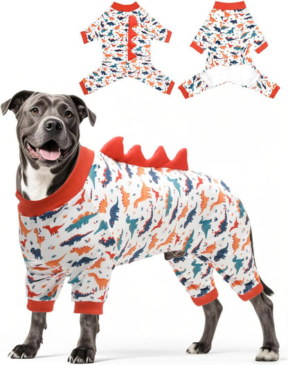 CuteBone Dinosaur Costume Dog Pajamas, Stretchy Spandex Crystal Velvet Sleepwear Coat for Small Dogs, Soft & Warm Pet Outfit Clothes for Cold Weather, Cozy Pullover Design COSP02-4XL