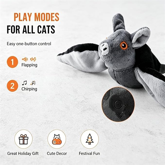 Flying Bat Dog Toy, 2026 New Flying Bat Toy for Dogs, Flapping Wings Interactive Pet Toy with Chirping Engages Cats and Dogs, Detachable USB Rechargeable, Hanging and Ground Play ，Owl：1PCS