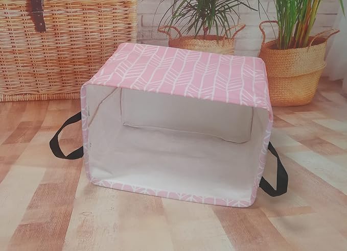 PVAIVUSTO Rec Pink Box Hamper Storage Basket Collapsible Organizer Bin Gift Shelf Baskets for Home and Kitchen Storage