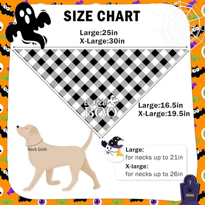 SCENEREAL Halloween Dog Bandanas 2 Pack, Puppy Fall Triangle Bibs Handkerchief Ghost Black Cat, Reversible Holiday Dog Bandana for Boy and Girl, Premium Pet Scarf for Small Medium Large Dogs L