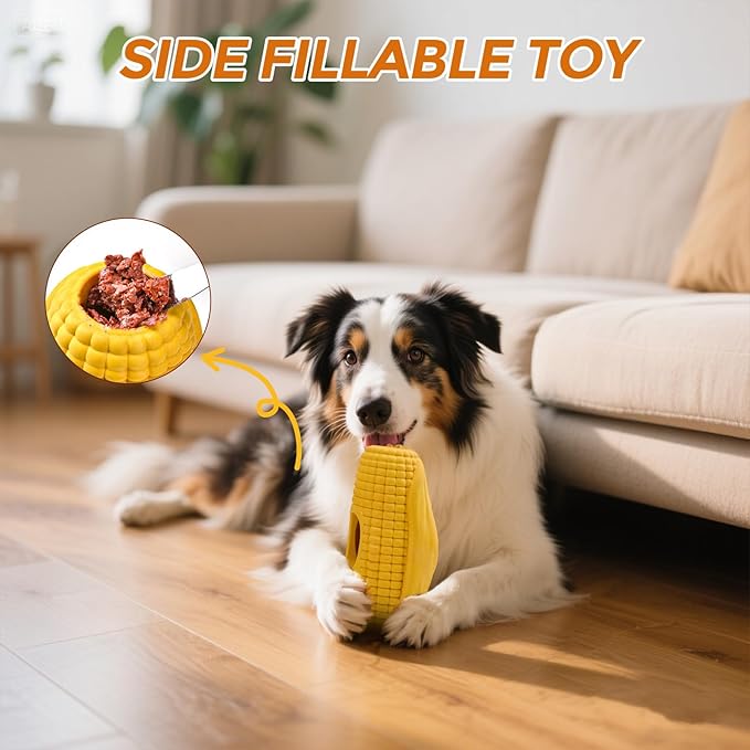 Interactive Frozen Dog Treat Toy, Indestructible Dog Enrichment Toys for Large Dogs, Dog Toys to Keep Them Busy, Corn Shape