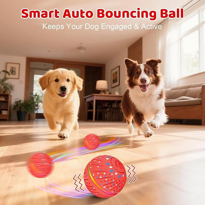 Smart Moving Bouncing Interactive Dog Toys Ball for Small Medium Dogs | Smart motion bouncing dog ball made of durable E-TPU material with RGB lights & 3 play modes for small & medium dogs.