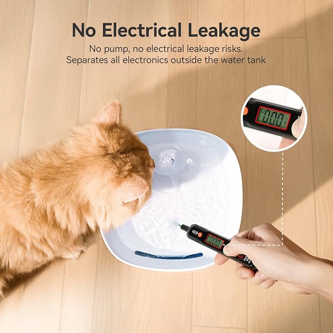 Cheerble Pumpless Cat Water Fountain, 2L/67oz Automatic Pet Fountain, Elfin E1 Lite Cat Fountain for Drinking, MagDrive™ Technology, Continuous Flow Mode, BPA-Free (Blue, E1 Lite)