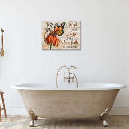 Farmhouse Butterfly Bathroom Pictures Wall Art, Rustic Floral Country Bathroom Wall Decor, Daisy Inspirational Framed Painting Canvas Artwork for Bedroom Living Room Decorations 16"L x 12"W