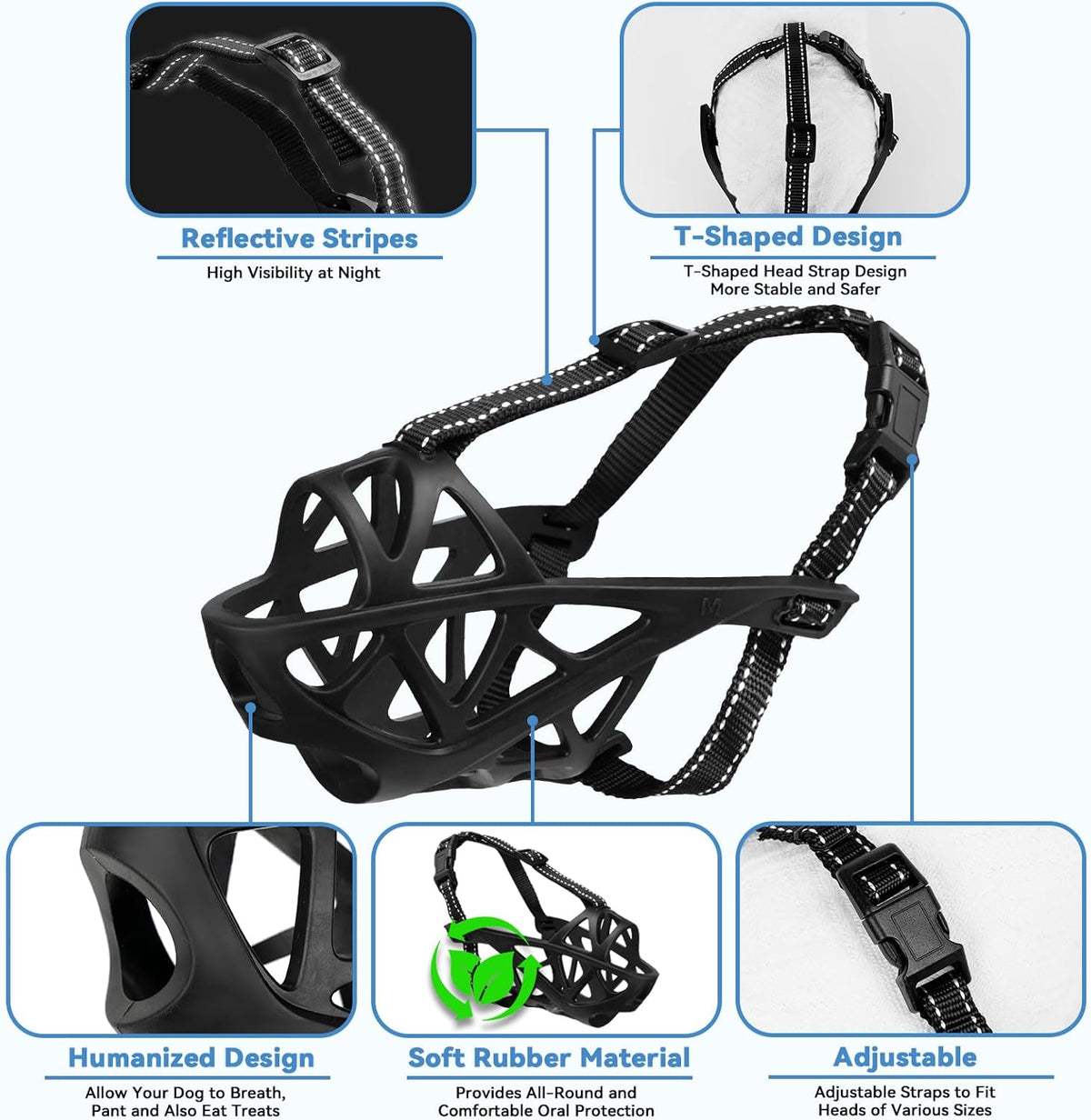Dog Muzzle for Large Dogs, Medium and X-Large Aggressive Dog, Breathable Basket Muzzles, Suitable for Grooming Trimming Training, Allows Panting Drinking (Black, L)