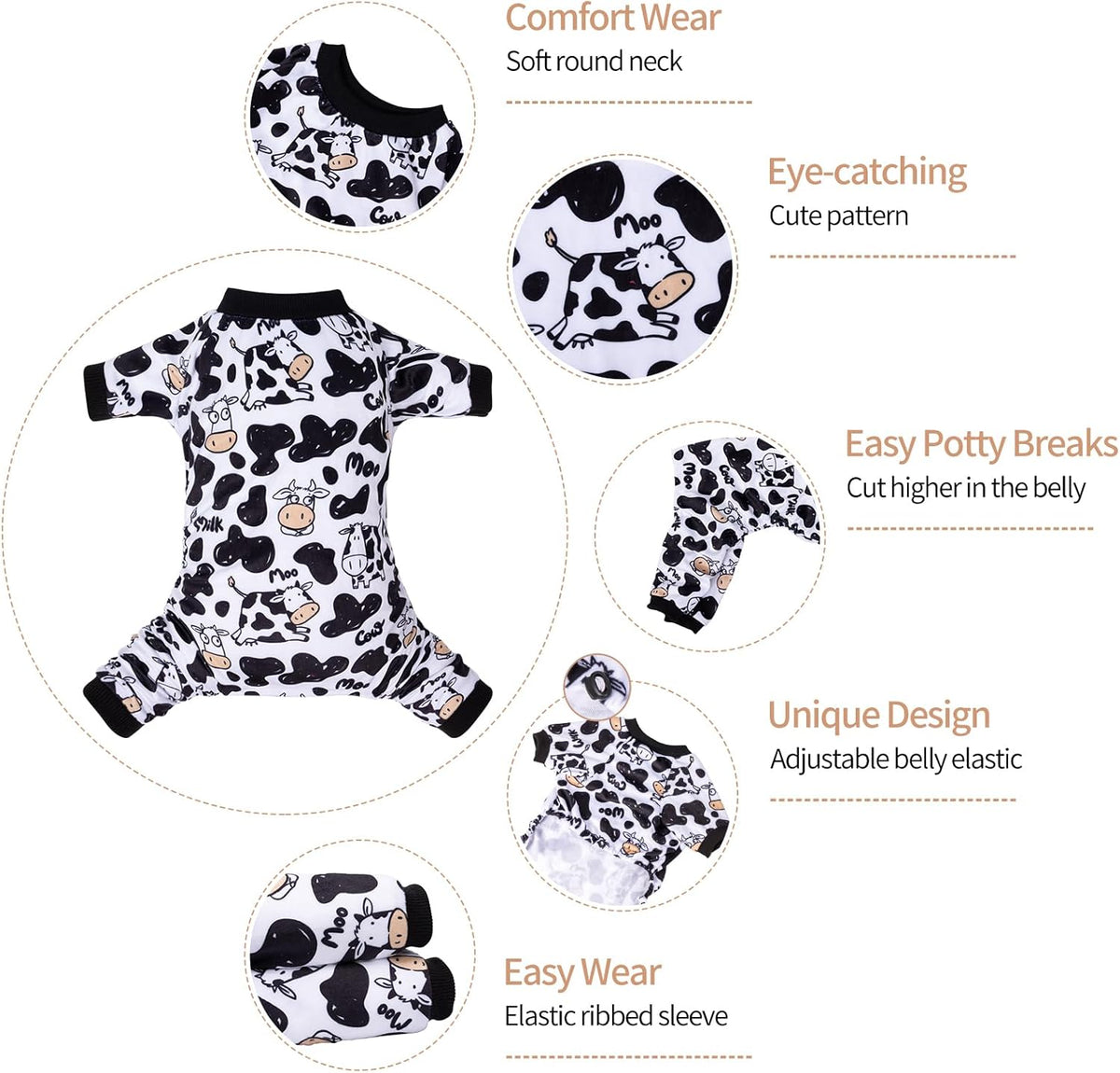 CuteBone Dog Halloween Pajamas Puppy Onesies Small Dogs Soft Pjs Coat Cat Apparel Comfy Pet Christmas Clothes Outfit Doggie Bodysuit P281L