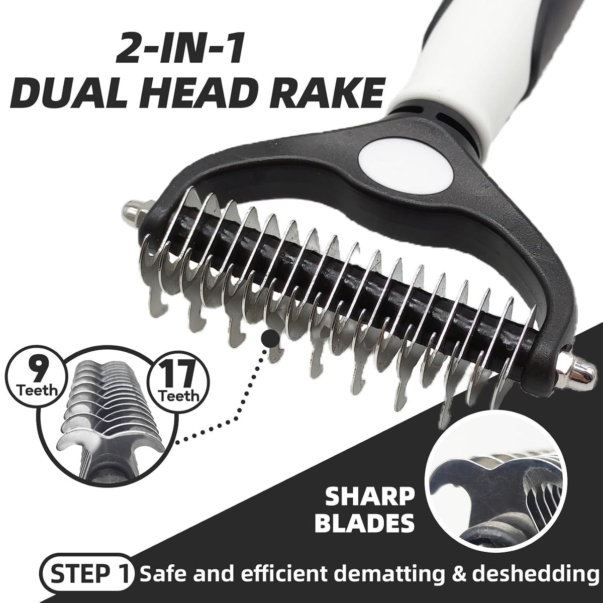Dog Brush for Shedding, 7 PCS Dog Grooming Brush Kit, Undercoat Rake, Slicker Brush, Deshedding Comb, Bath Brush, Nail Clipper for Long & Short Haired Dogs & Cats, Black