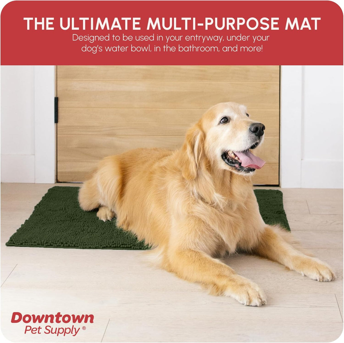 My Doggy Place Microfiber Dog Mat for Muddy Paws, 36" x 26" Chive - Absorbent and Quick-Drying Dog Paw Cleaning Mat, Washer and Dryer Safe - Non-Slip Rubber Backed Dog Floor Mat, Large
