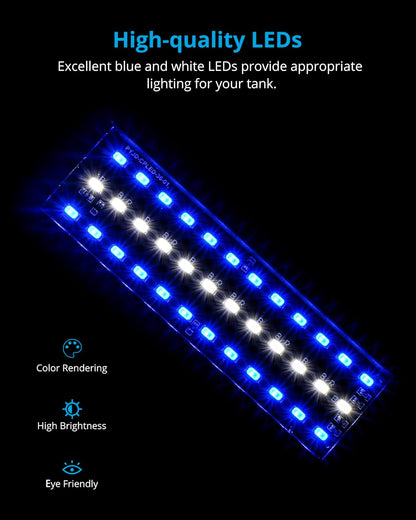 NICREW Marine Clip on Aquarium Light, Saltwater Fish Tank Light for Coral Reef Tanks with LCD Timer, 2 Lighting Modes