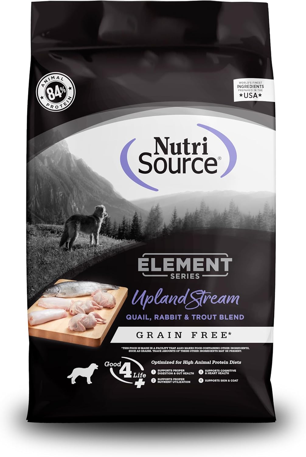 NutriSource Element Series Upland Stream Dry Dog Food, Quail, Rabbit & Trout, 4LB