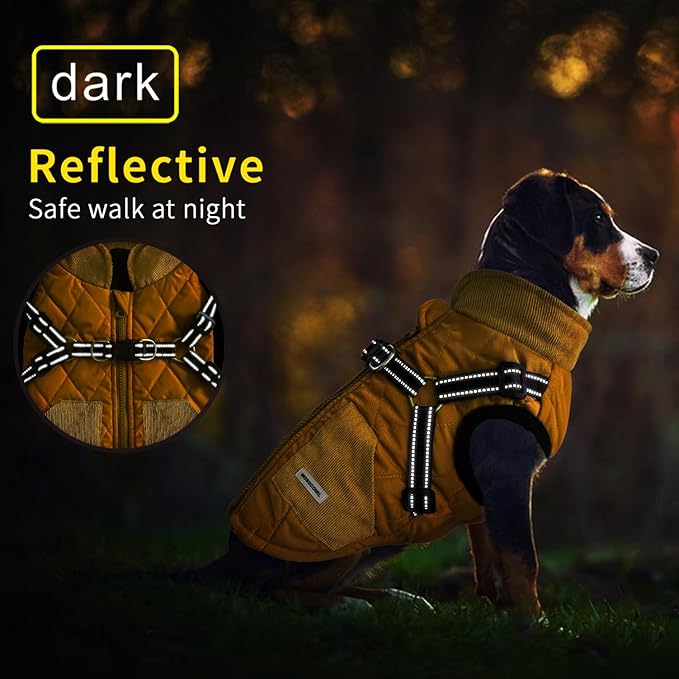 Mosucoirl Warm Dog Coats Pet Clothes, Waterproof Dogs Jacket Reflective Pet Outfits Winter Dog Cold Weather Coat Cozy Snow Jackets Vest for Small Medium Large Dogs Puppy Doggie