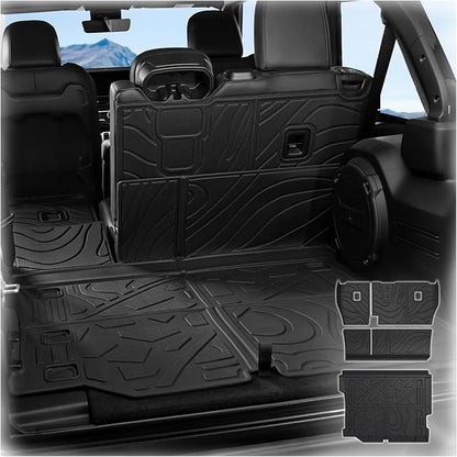 Cargo Mat Backrest Mats for Jeep Wrangler JL 2018-2025 2026 Unlimited 4-Door (Not fit JK/4XE/2-Door), All Weather TPE Cargo Liner Trunk Mat Accessories (Cargo Mat with Backrest Mat)