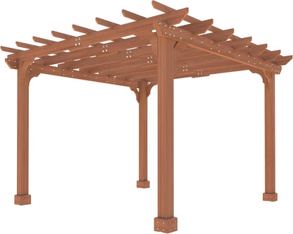 MUPATER 12×12 FT Outdoor Pergola with Roof, Wooden Pergola Kit with Stakes, Wood Garden Shelter Structure for Climbing Plant, Snow and Wind Supported, Shade for Patio, Backyard, Deck