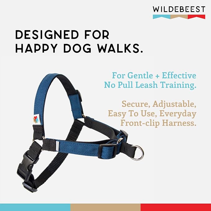No Pull Dog Harness | Comfortable Training Harnesses | Effective No Pull Harness Design | Ideal for Large Sized Dog | 4-Point Adjustable(L - 26~32 inch Girth, Navy)