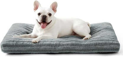 FURTIME Washable Small Dog Bed, Deluxe Dog Crate Beds | Comfy Fluffy Kennel Pad Anti-Slip Pet Sleeping Mat for Puppy/Cat, Machine Washable Dogs Pillow, 23"x18"x3", Gray