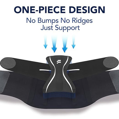 Fitomo Ultra Thin Back Brace for Women Men, Seamless Yoga Fabric for All Day Comfort, Slim-Fit, Wear under Clothes, Removable Lumbar Pad for Lower Back Pain, Sciatica, Posture, Lifting, Black, Size M