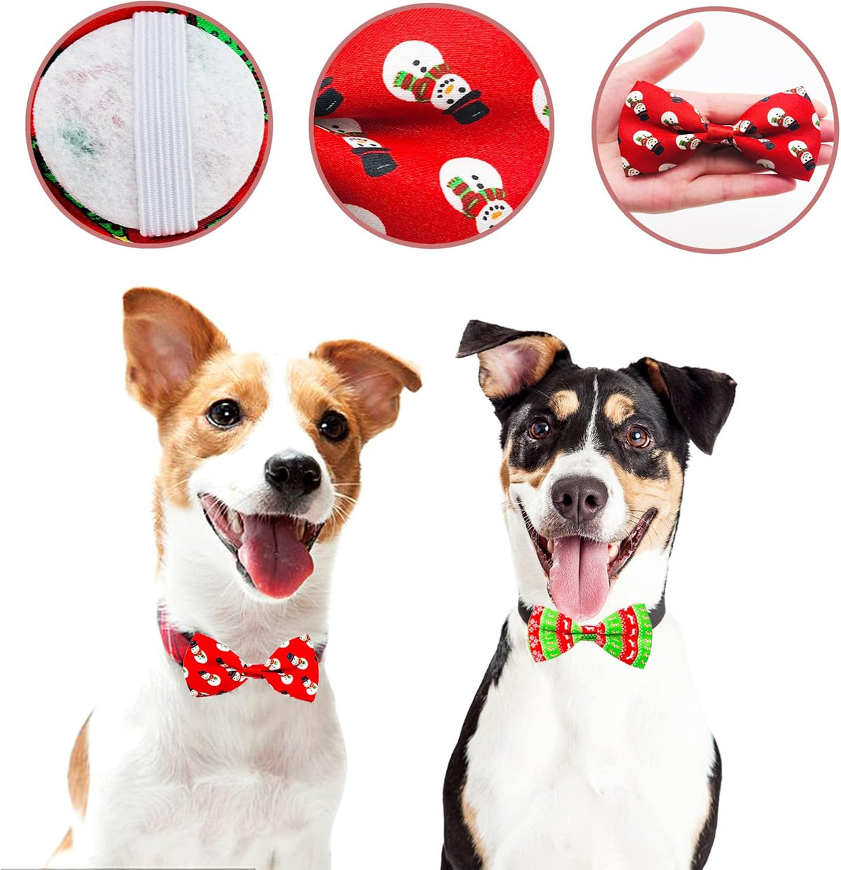 PET SHOW 10pcs/Pack 4.5 * 2.5" Christmas Large Dogs Collar Attachment Bow Ties Xmas Parties Medium Dog Cats Collar Charms Accessories Slides Bowties Assorted