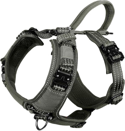 ICEFANG Dog Halter Harness with Metal Buckles,Dog Strap Vest for Small Dogs | Control Handle,Summer-Cooling,Reflective,Front Hook,Adjustable,Soft Padded,No Pull,Green,Small
