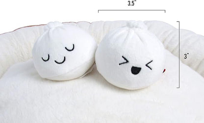 TONBO Soft Plush Small Cute and Cozy Food Dog Cat Bed, Washer and Dryer Friendly (Dim Sum)